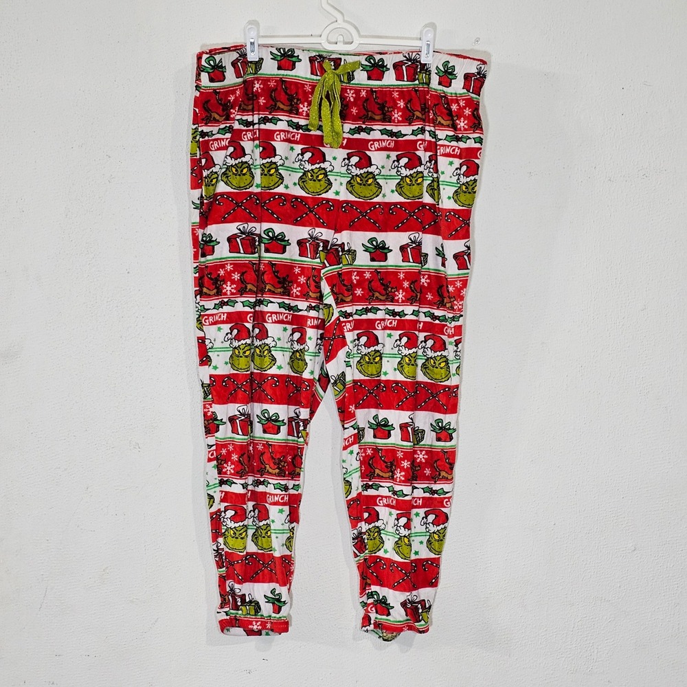 Dr. Seuss The Grinch Christmas Pajama Pants Womens 3XL Plus Size Fleece Joggers